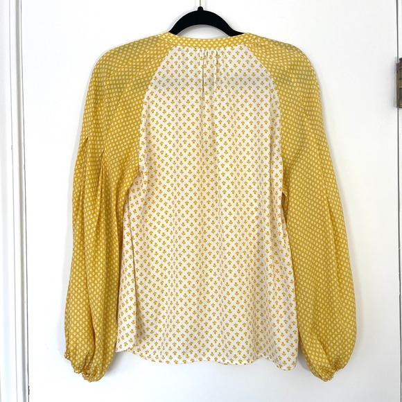 Boden Women's Harriet Blouse US 4 Yellow Floral Print‎ Long Balloon Sleeve Top - Picture 8 of 10